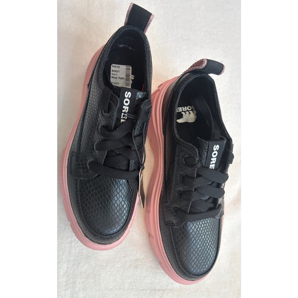 Sorel Caribou X Womens Waterproof Leather Platform Shoes Sneaker Black Pink Sz 5 - Picture 2 of 7